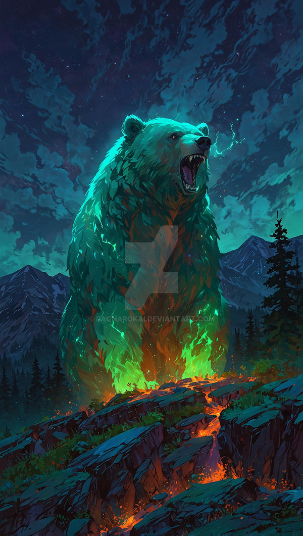 Default A colossal majestic bear with shimmering f