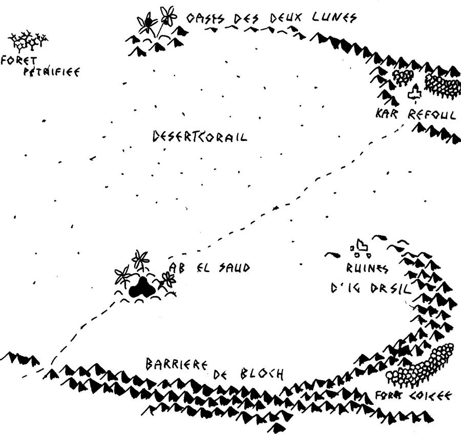 Carte des alentours de l'Oasis des Deux Lunes