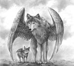 Winged Wolves by aragornbird