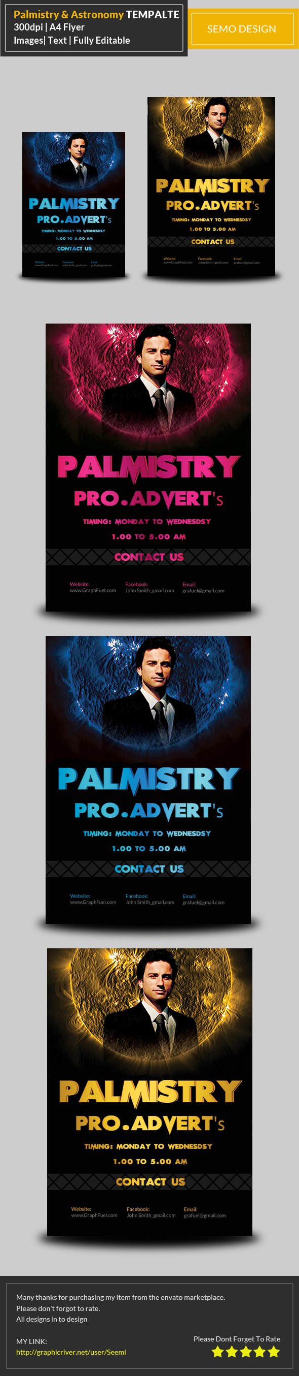 Astronomy Palmistry Flyer Template