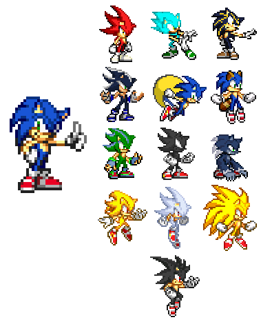 all sonic and shadow and silver Fusion Sprite by Bryan95549 on DeviantArt