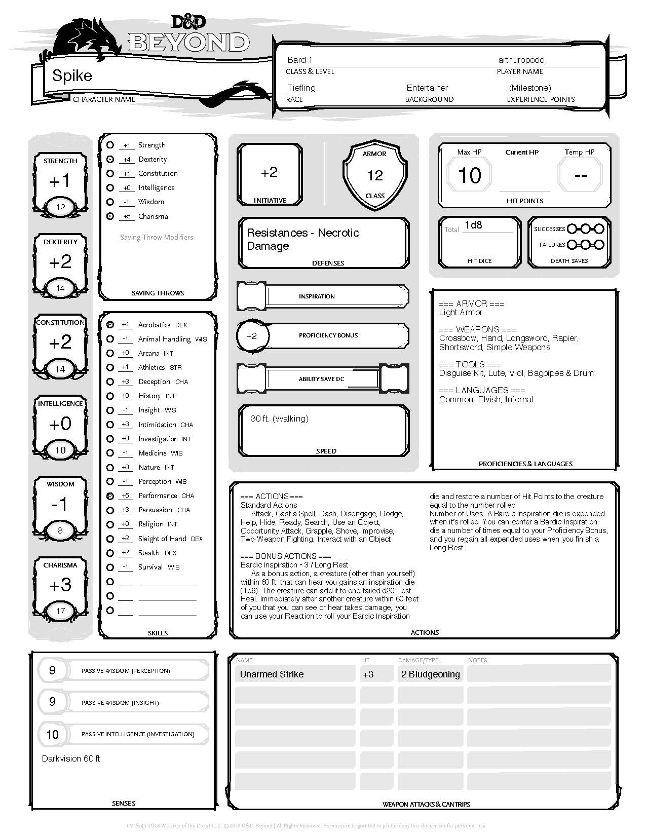 Tiefling Bard Spike Page 1 by Entomancer on DeviantArt