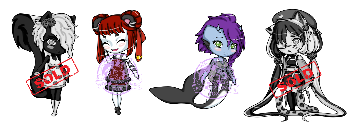 [closed] Adoptable Chibis 3 :black and white