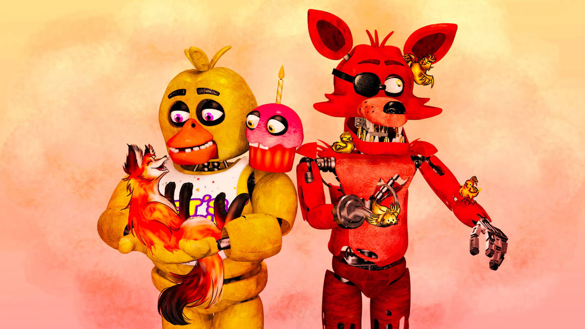 FNAF C4D Funtime Foxy and Funtime Chica by FluttershyKitten on