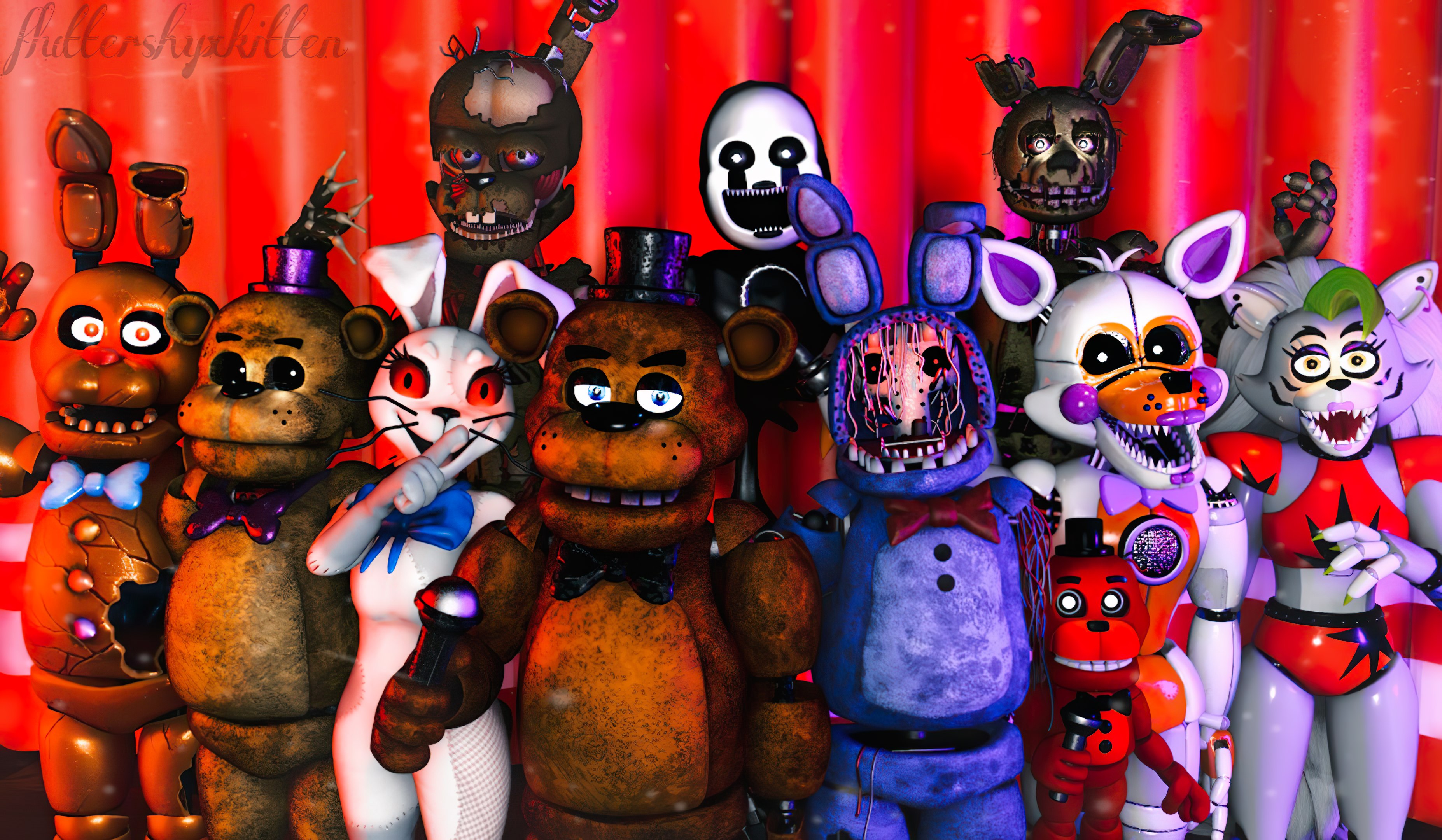 FNAF Animatronics 1-2 by AchileisYTB.deviantart.com on @DeviantArt