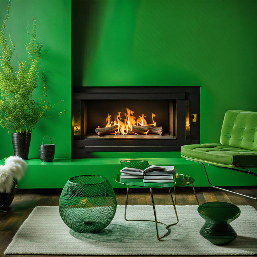 Fireplace In Green