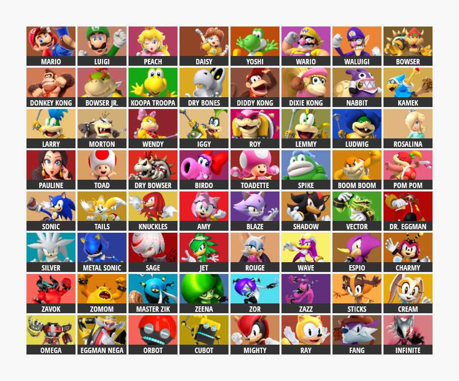 Sonic Fan Roster My roster for a Mario and Sonic game by SuperMatthieuBros on DeviantArt