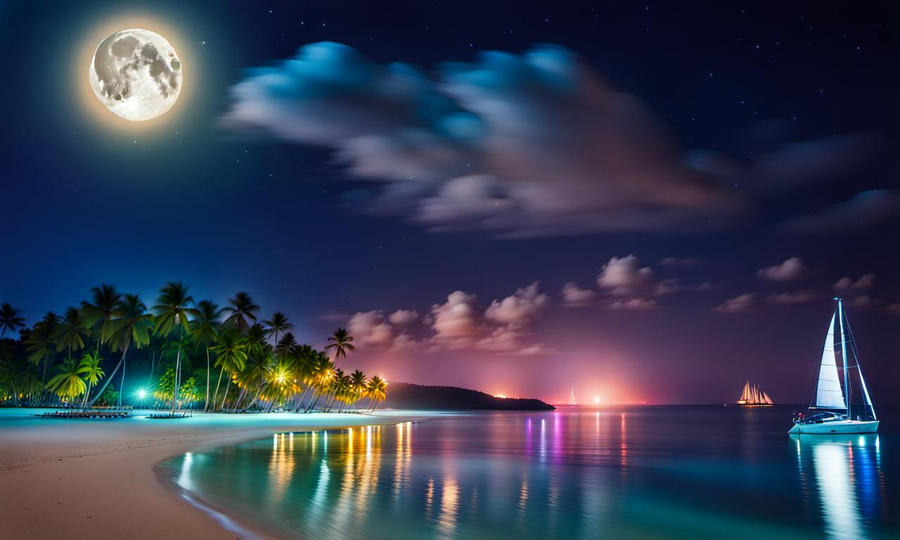 Tropic Bay At Night - 03