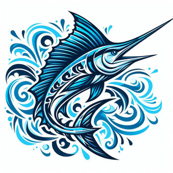 Tribal Blue Marlin tattoo - 02