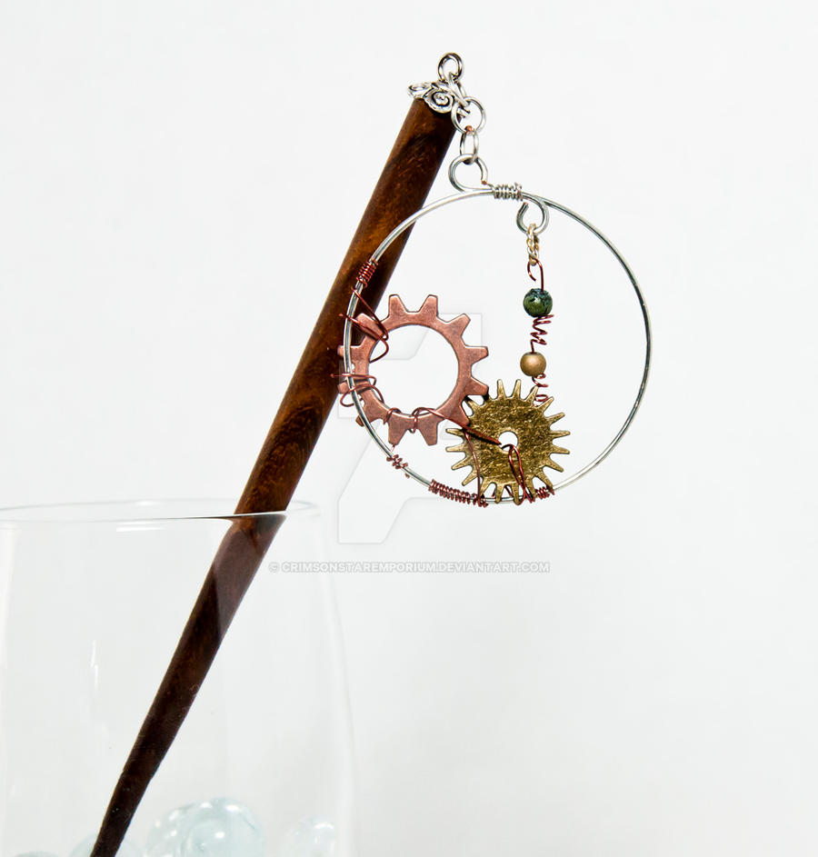 Steampunk Hair Sticks - Gears in the Round Silver