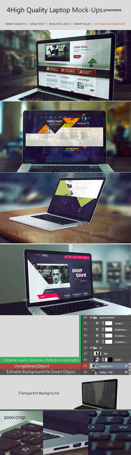 4 High Quality Laptop Mock-Ups