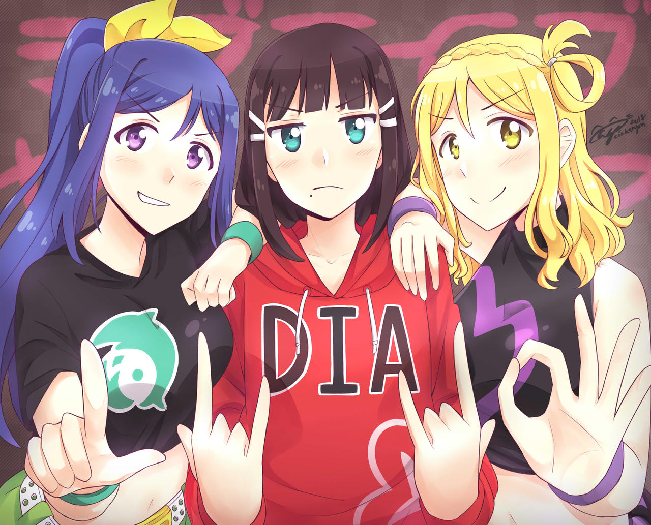 Kanan x Dia x Mari Rapper by AyaNagisa on DeviantArt