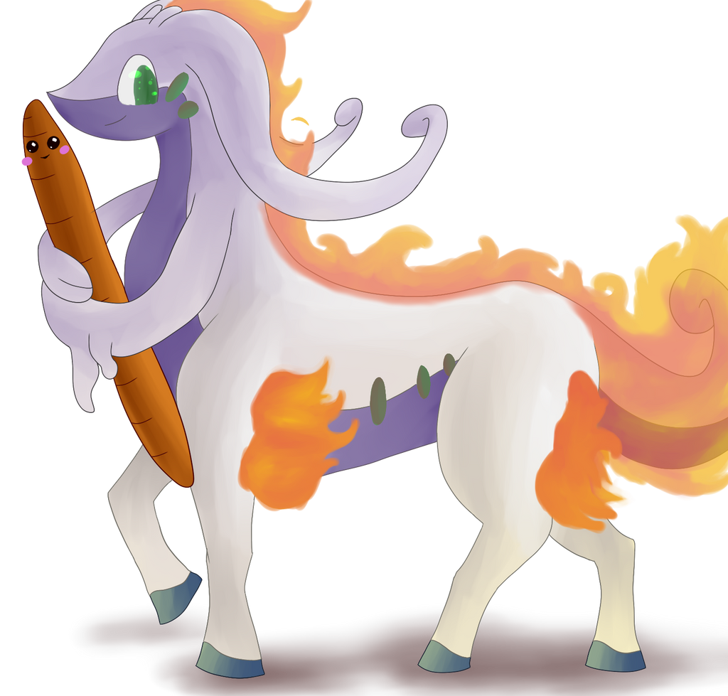 Goodra as a Centaur holding a Kawaii Breadstick