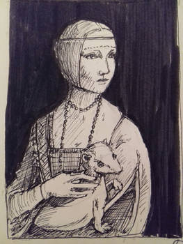 Lady with an Ermine Tiny Study Roughly 3x5cm