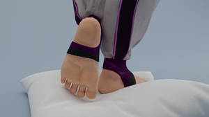 Barefoot Juri stands on pillow (8 of 8)