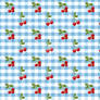 Blue Gingham Cherries Pattern