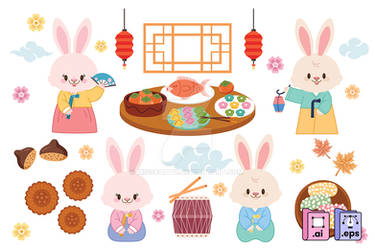 Korean Chuseok Rabbit Collection