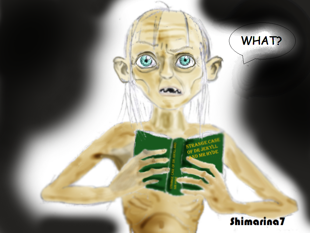 Gollum reading Strange case Dr Jekyll and Mr Hyde by Shimarina7 on DeviantArt