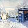 Magpie and Tardis - after Monet Wallpaper