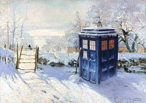 Magpie and Tardis - after Monet Wallpaper