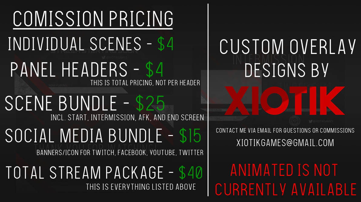 Custom Twitch Overlay Comission Prices by Xiotik