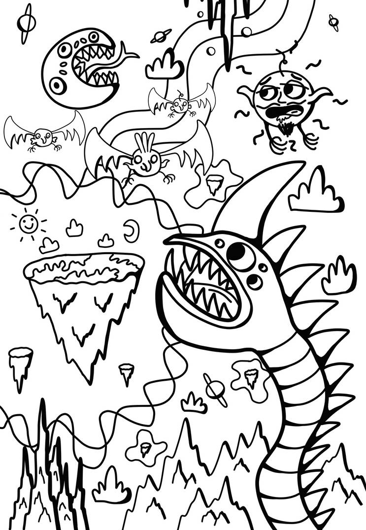 Coloring Page 2 - Hellscape by CryptidCrow on DeviantArt