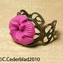 Pink flower vintage style ring