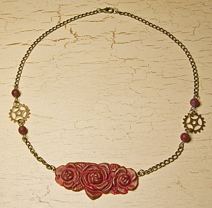 Steampunk rose necklace