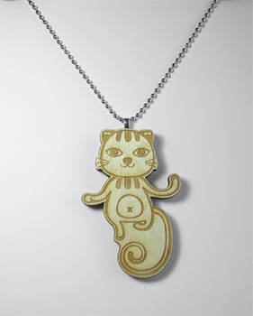 Hello Cat Wooden Charm Pendant