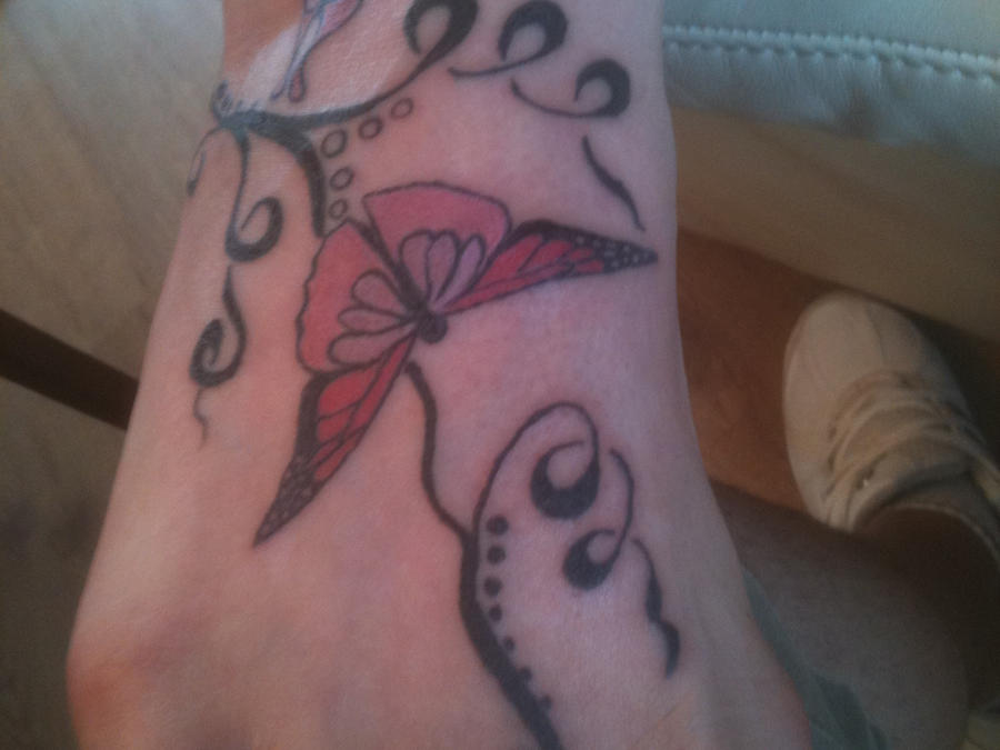 Butterfly and Vine Tattoo