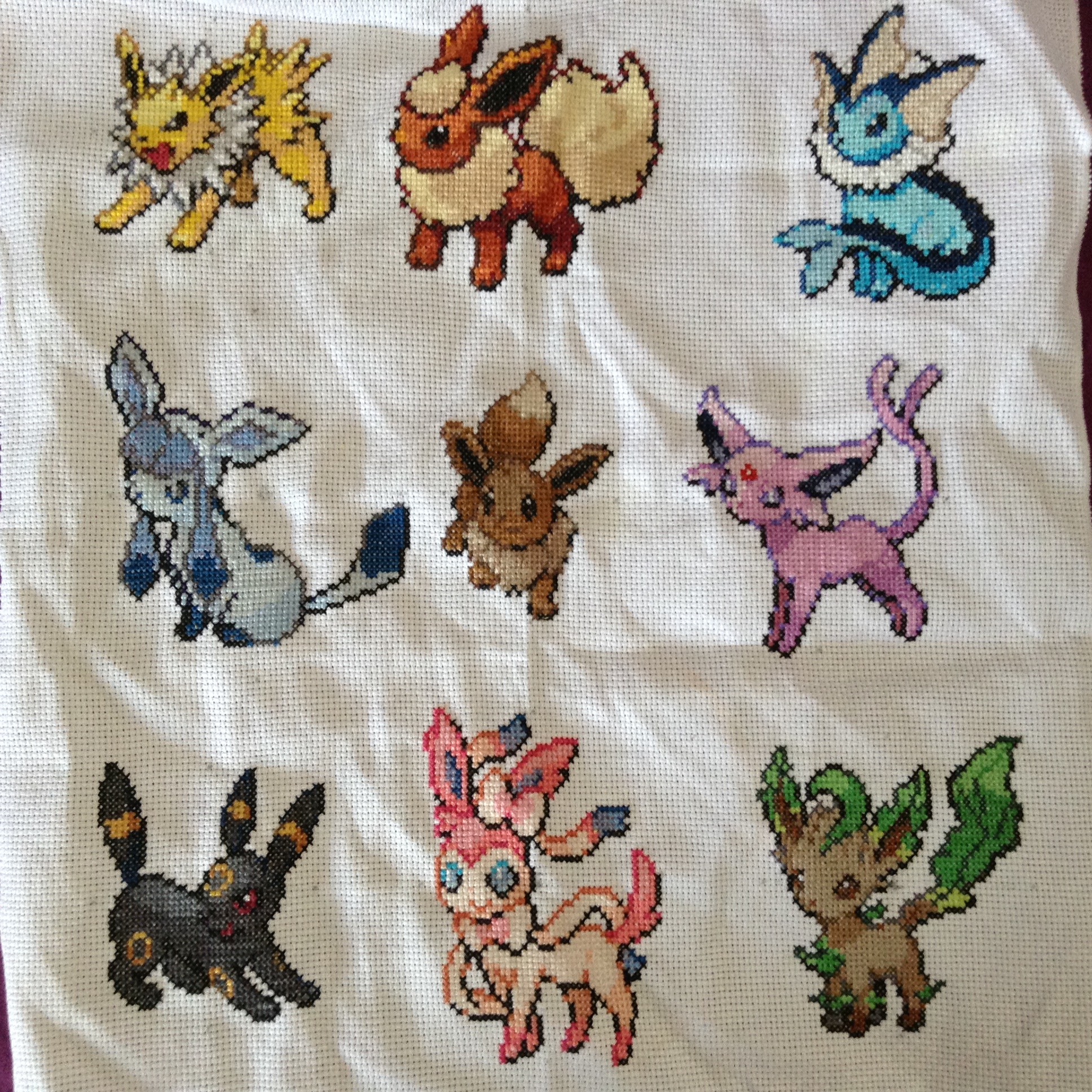 Eeveelution cross-stitch