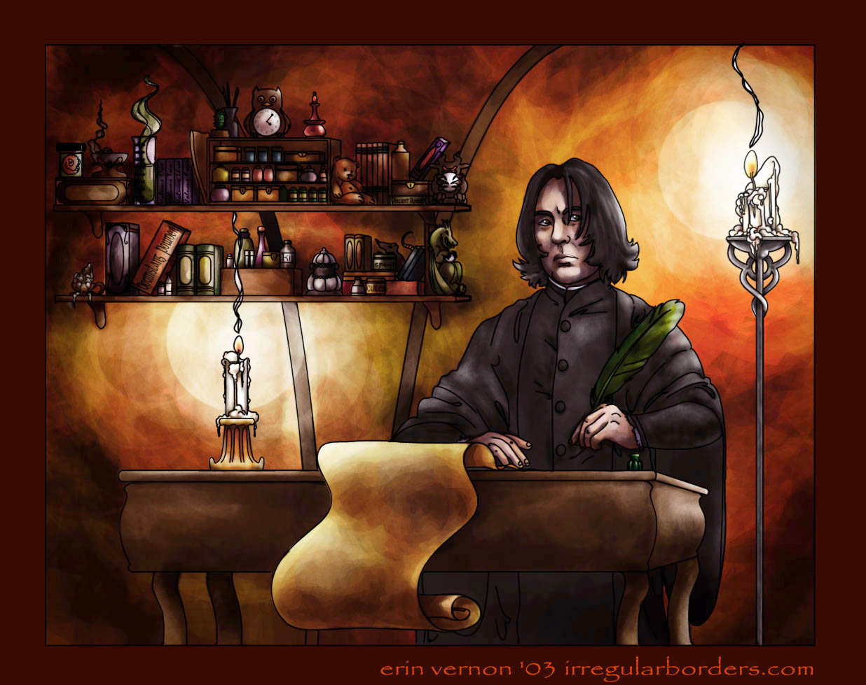 Snape Writing Snape coloured by vernlicious on DeviantArt