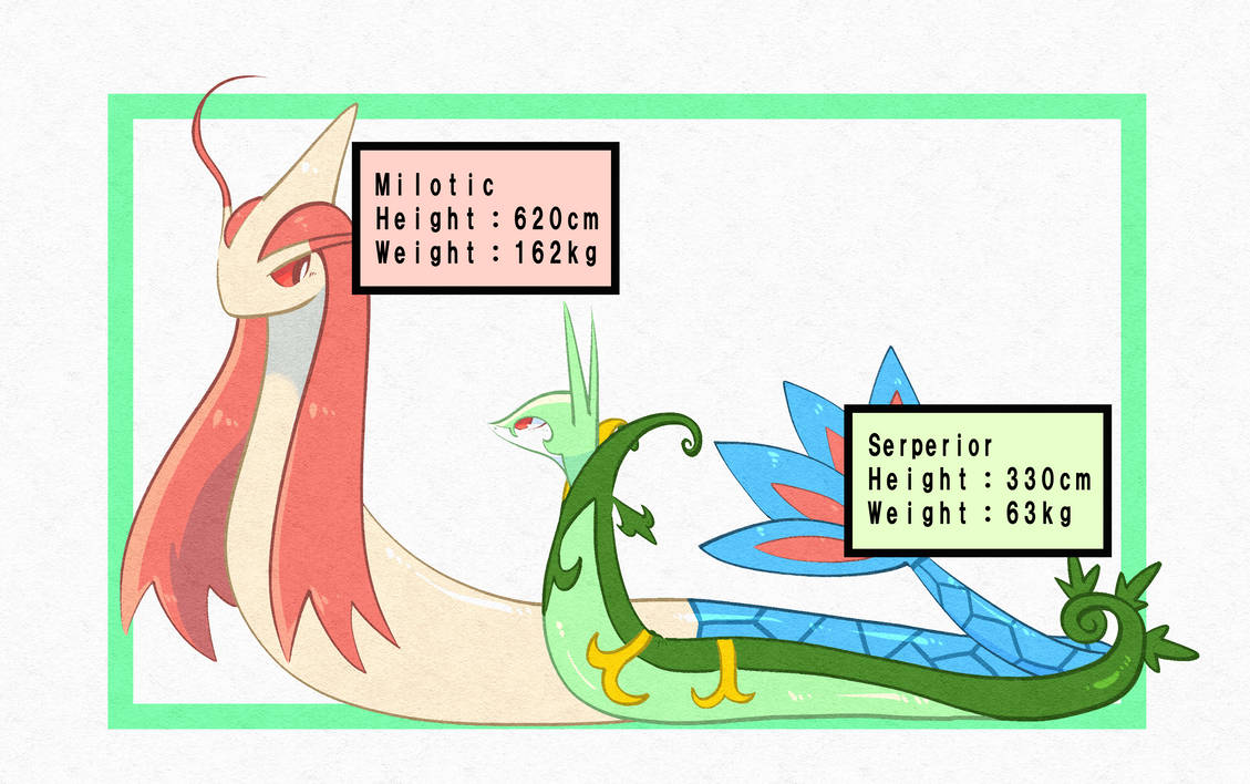 Milotic Height Size difference between Milotic and Serperior by esturk90 on DeviantArt