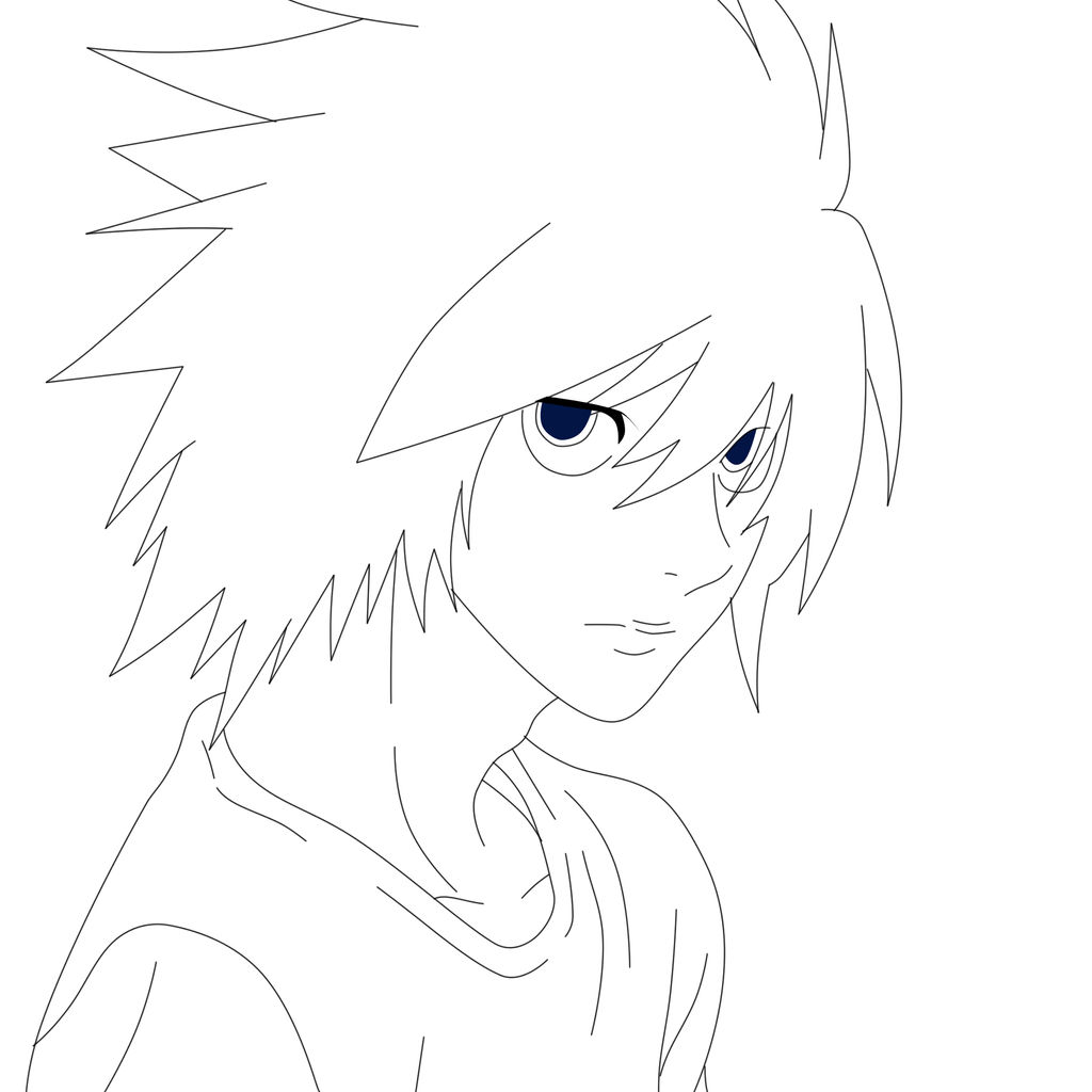 Death Note : L-Ryuzaki (lineart) by GnouMj117 on DeviantArt