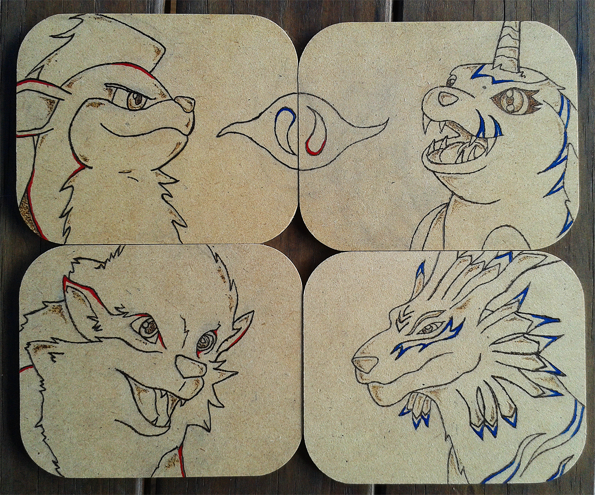 Wood-Burned Coaster Set