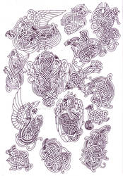 Zoomorphic knotwork doodle page
