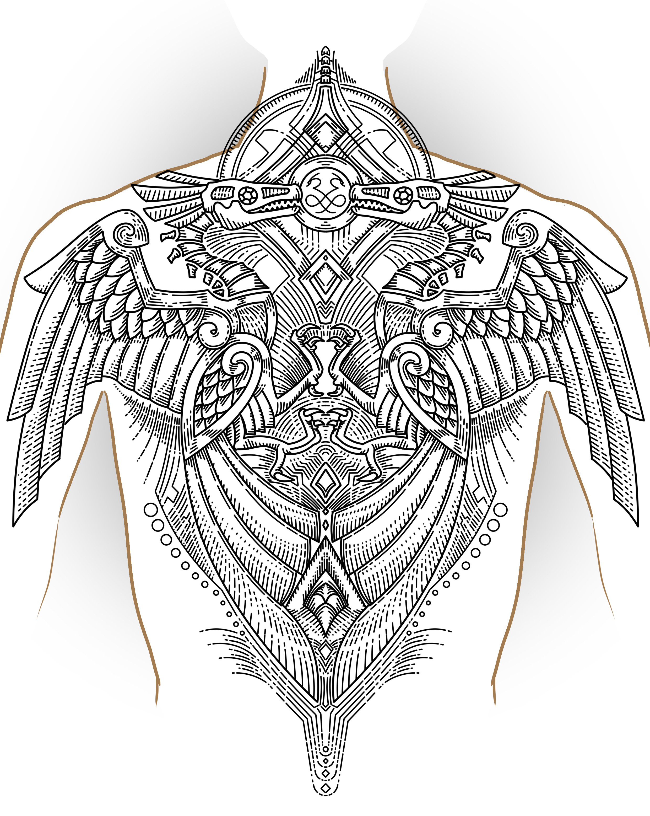 Back Tattoo Design Template