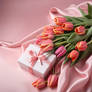 pink gift romantic with tulips valentines