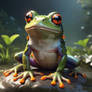 Happy frog in terrarium digital