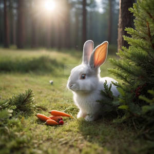 Cute rabbit in nature digital