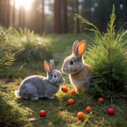 Cute rabbit in nature digital