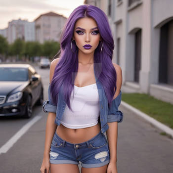 lady with purple hair model babe gorgeous portrait