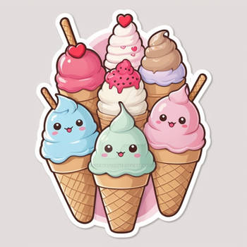 cartoon ice cream cones 3D