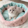 sweet kitten in pet bed digital art