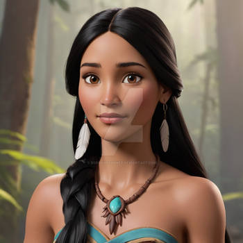 pocahontas portrait babe girl 3D digital