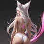 Girl with cat ears rear view bum model babe 3D