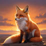gorgeous fox in the sunset digital art