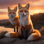 gorgeous fox in the sunset digital art