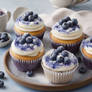 cupcakes with blueberries food digital art