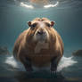 capybara in the sea digital illustration